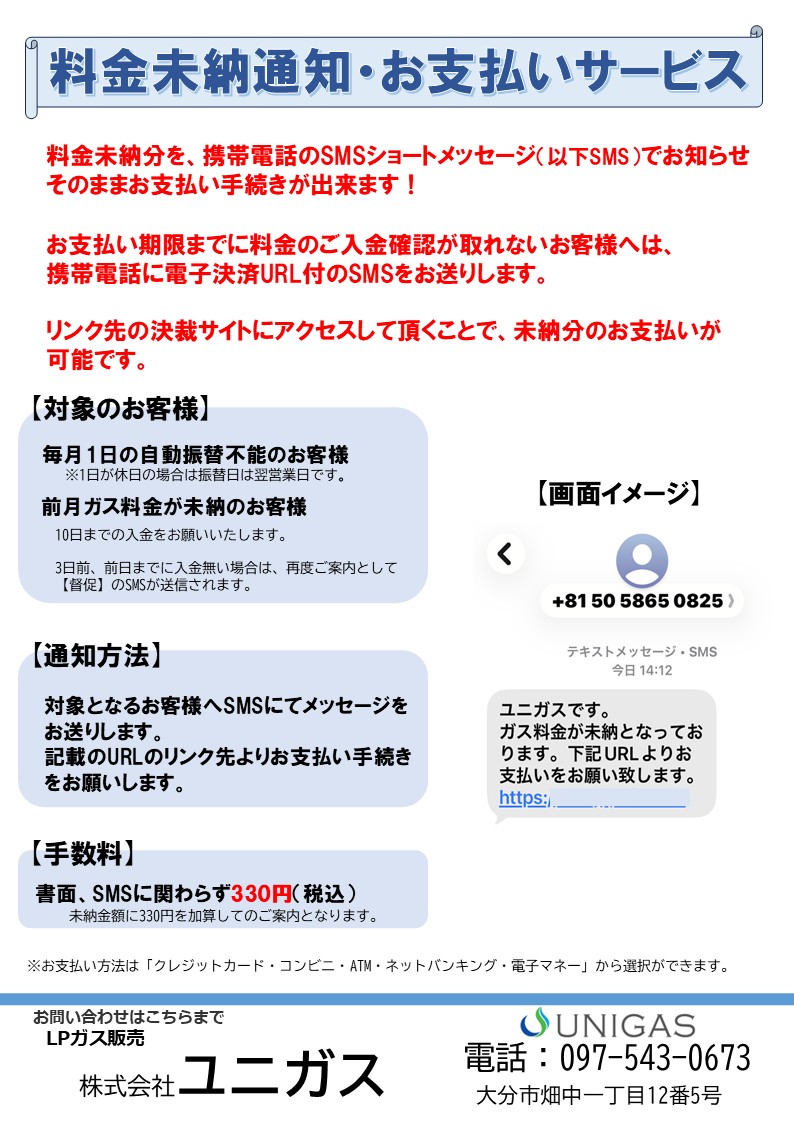 料金未納通知（SMS）について